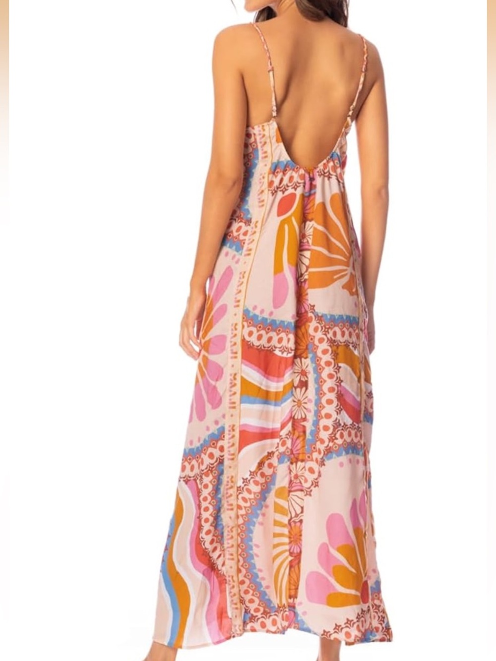 Maaji Pink Orange Blue Floral Maxi Dress - Picture 4 of 16